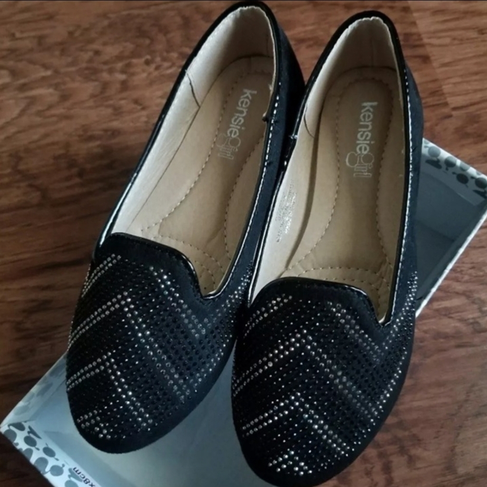 Kensie Girl Black Perforated Flats